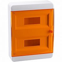 Распределительный шкаф OptiBox P, 24 мод., IP41, навесной, пластик, прозрачная оранжевая дверь |  код. 117927 |  КЭАЗ